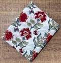 Light Blue Red Floral Hand Block Print Cotton Fabric, Indian Cotton Fabric by Yard, Vintage Flower Print Dressmaking & Quilting Fabric