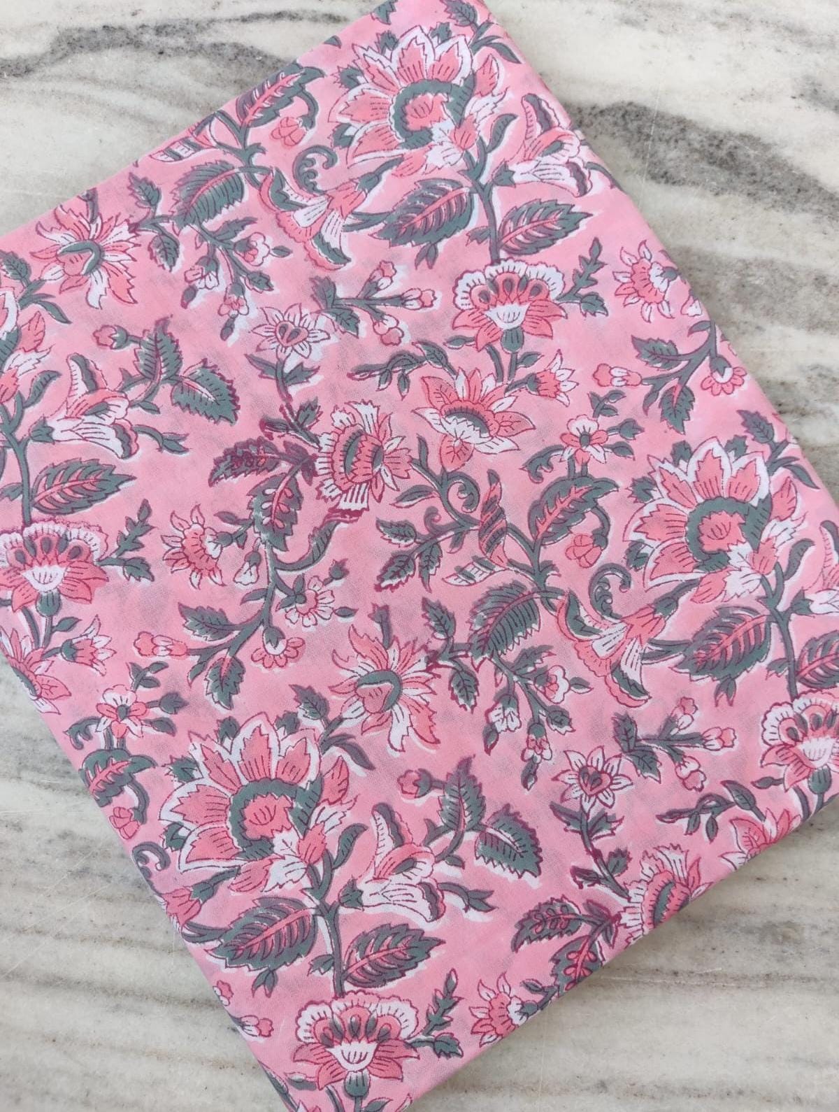 Hand Block Print Indian Soft Cotton Fabric, Floral Quilting Fabric, Loose Running Fabric, Fabric By The Yard, Fabric For Dressmaking, Gifts