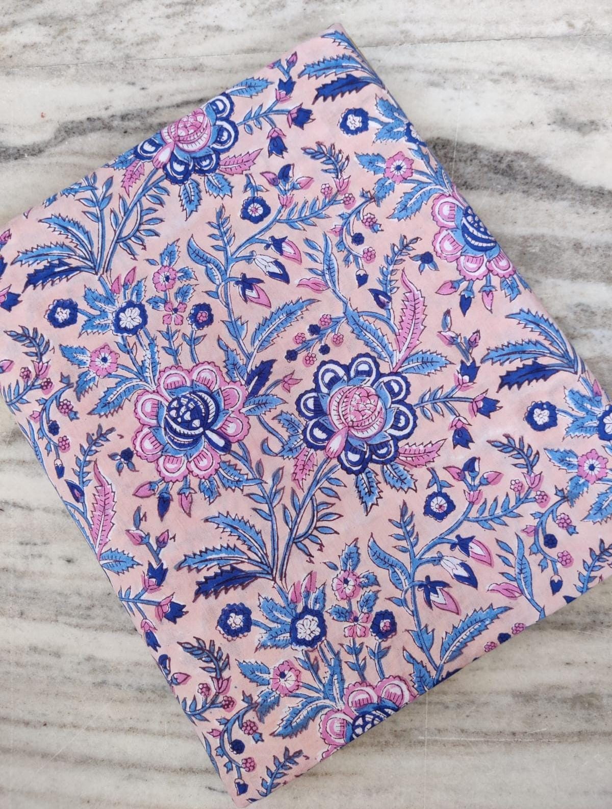 Soft Cotton, Indian Hand Block Print Fabric, Floral 100% Cotton Fabric By The Yard, Fabric for Loose Running, Dress Making, Textile Fabric