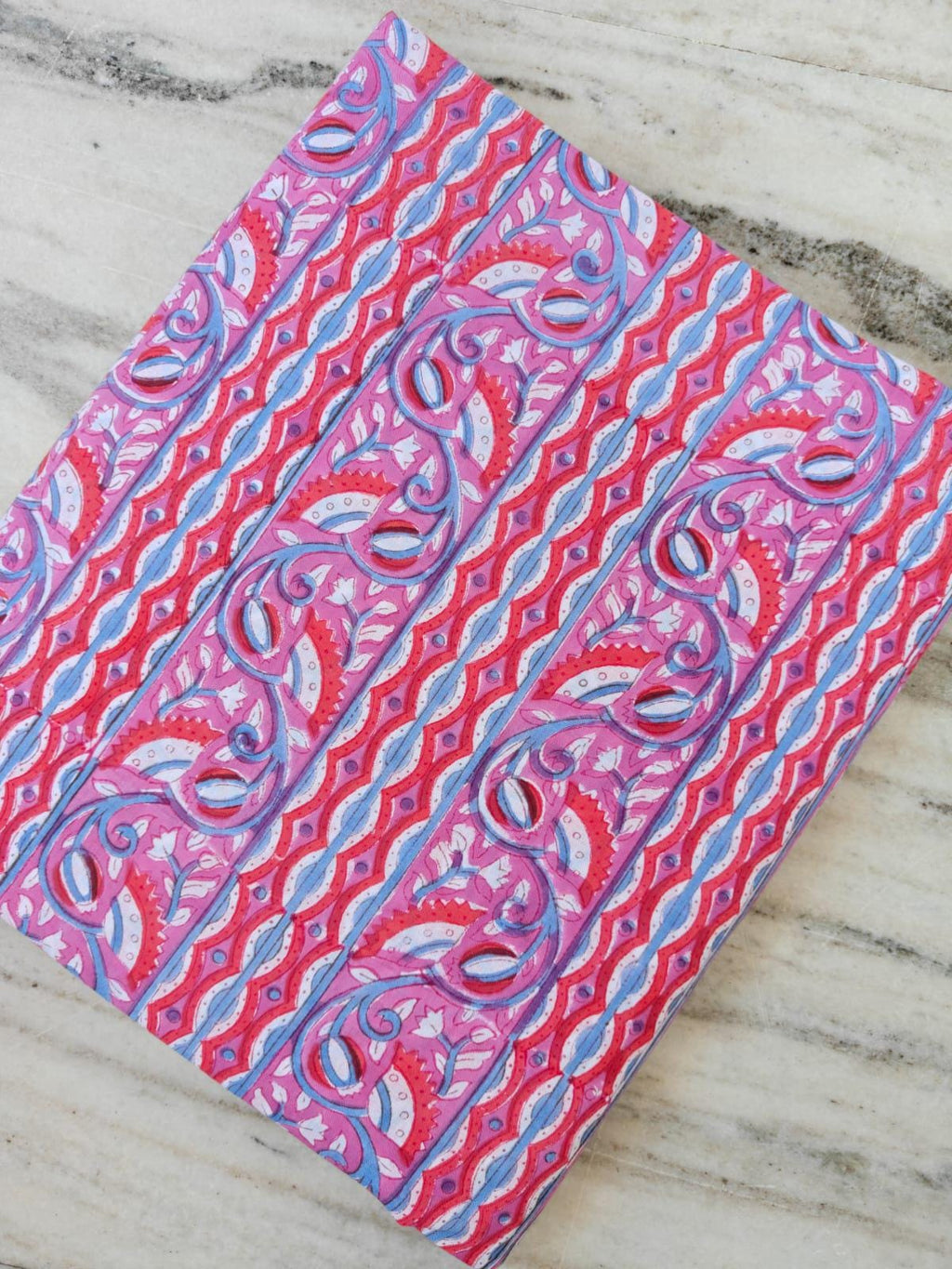 Pink Red Designer Hand Block Print Fabric, Floral 100% Cotton Quilting Fabric By The Yard, Fabric For Dress Making, Loose Running Fabric