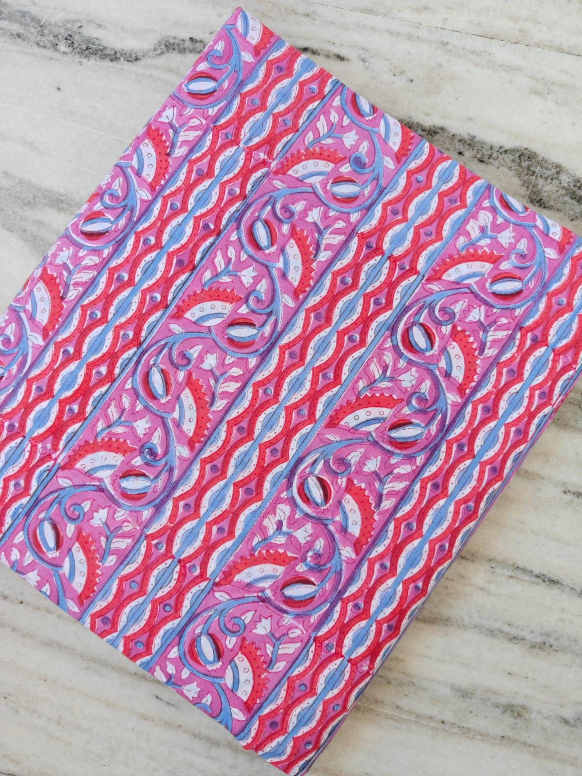 Pink Red Designer Hand Block Print Fabric, Floral 100% Cotton Quilting Fabric By The Yard, Fabric For Dress Making, Loose Running Fabric