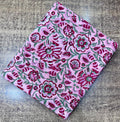 Pink Floral Block Print Cotton Fabric by the Yard | Indian Handmade Cotton for Sewing, Quilting, Dressmaking | Printed Floral Fabric
