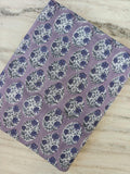 Lavender Floral Block Print Cotton Fabric, Hand Block Printed Indian Cotton, Purple Blue Floral Fabric, Quilting Sewing Craft Fabric by Yard