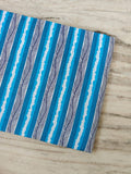 Blue Leaf Stripe Cotton Fabric, Tropical Stripe Fabric, Aqua Blue Printed Cotton, Dress Making Fabric,  Fabric by The Yard, Curtain Textile