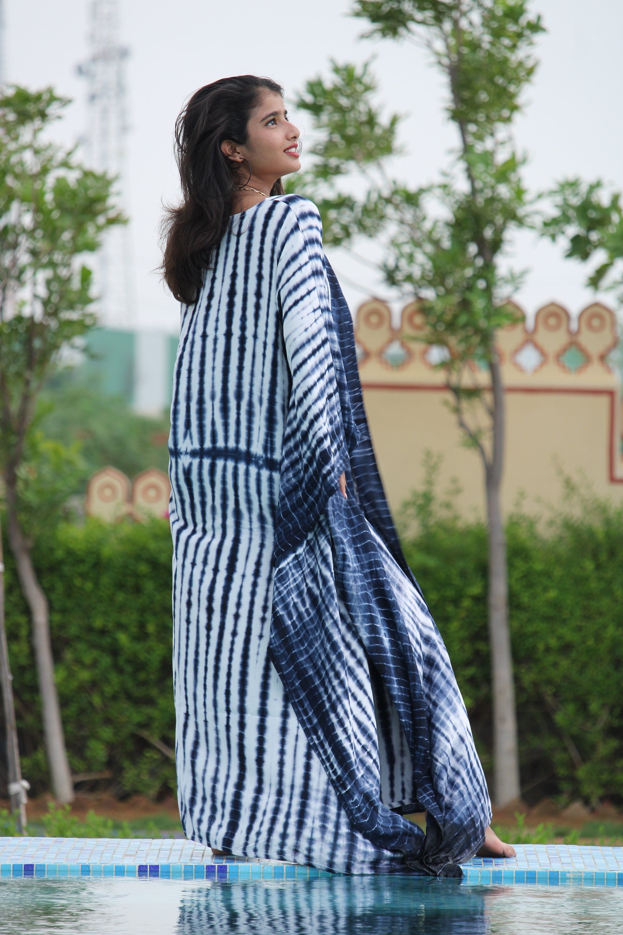 Tie Dye Rayon Kaftan: Plus Size Resort Gown
