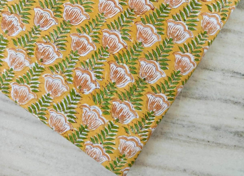 Yellow Cotton Fabric, Indian Soft Cotton by the Yard, Textile Fabric, Napkins, Table Cover Fabric, Dressmaking Fabric, Christmas Decor
