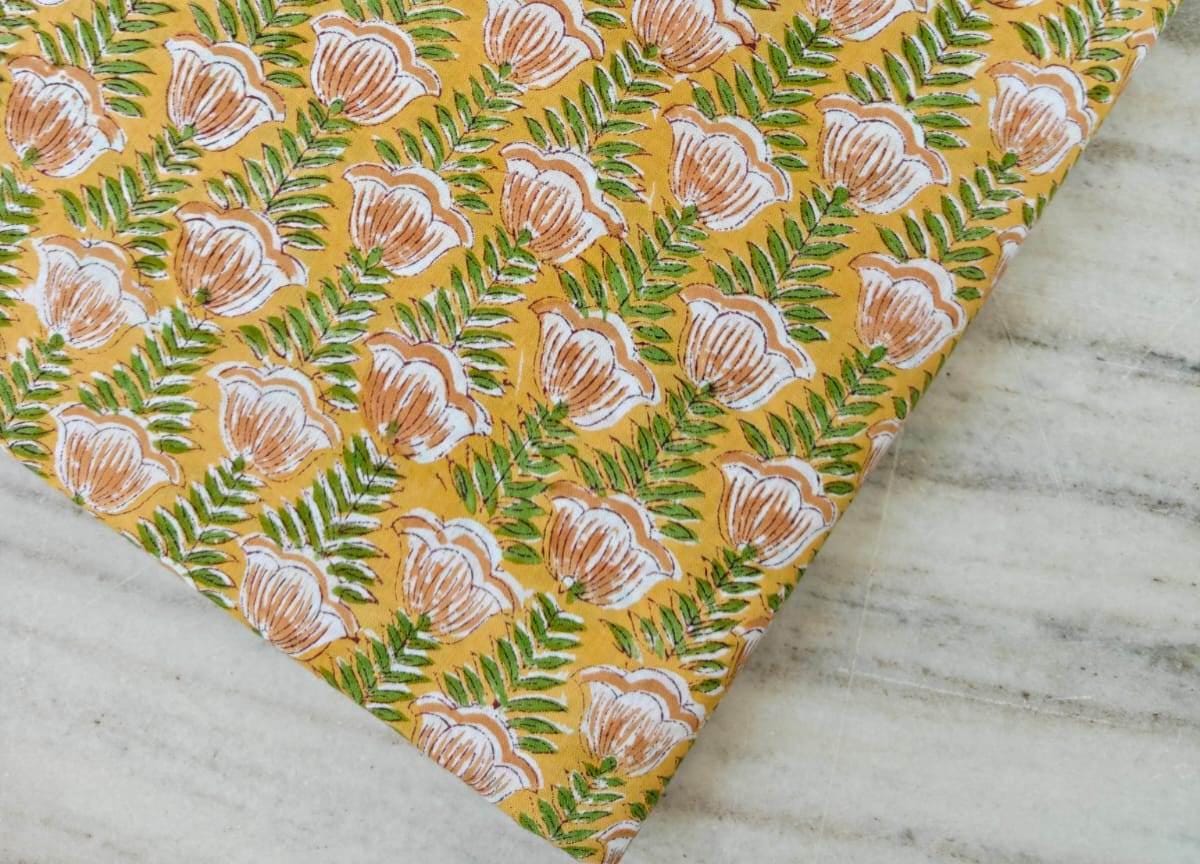 Yellow Cotton Fabric, Indian Soft Cotton by the Yard, Textile Fabric, Napkins, Table Cover Fabric, Dressmaking Fabric, Christmas Decor