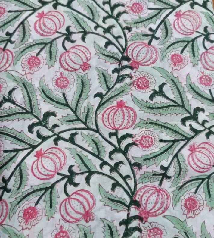 Indian Block Print Fabric, Floral 100% Cotton Quilting Fabric By The Yard, Fabric For Dress Making, Fabric Bags, Napkin Fabric, Gift For Her