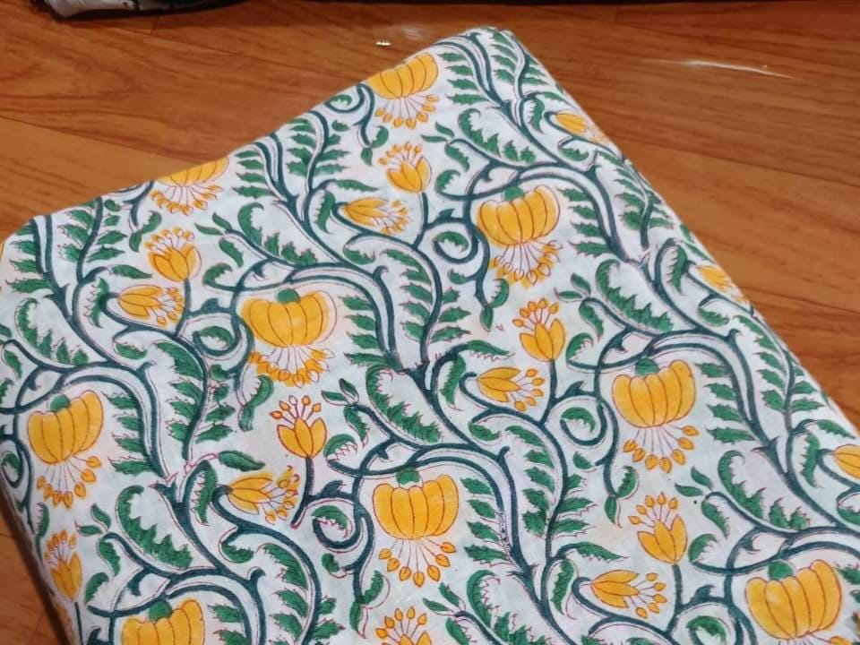 Indian Hand Block Print Fabric, Floral 100% Cotton Quilting Fabric By The Yard, Fabric For Dress Making, Loose Running Fabric, Napkin Fabric