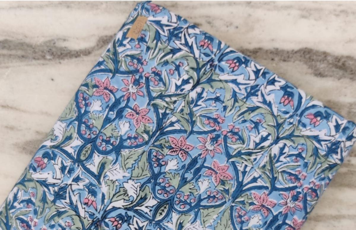 Soft Cotton, Indian Hand Block Print Fabric, Floral 100% Cotton Fabric By The Yard, Fabric for Loose Running, Dress Making, Textile Fabric