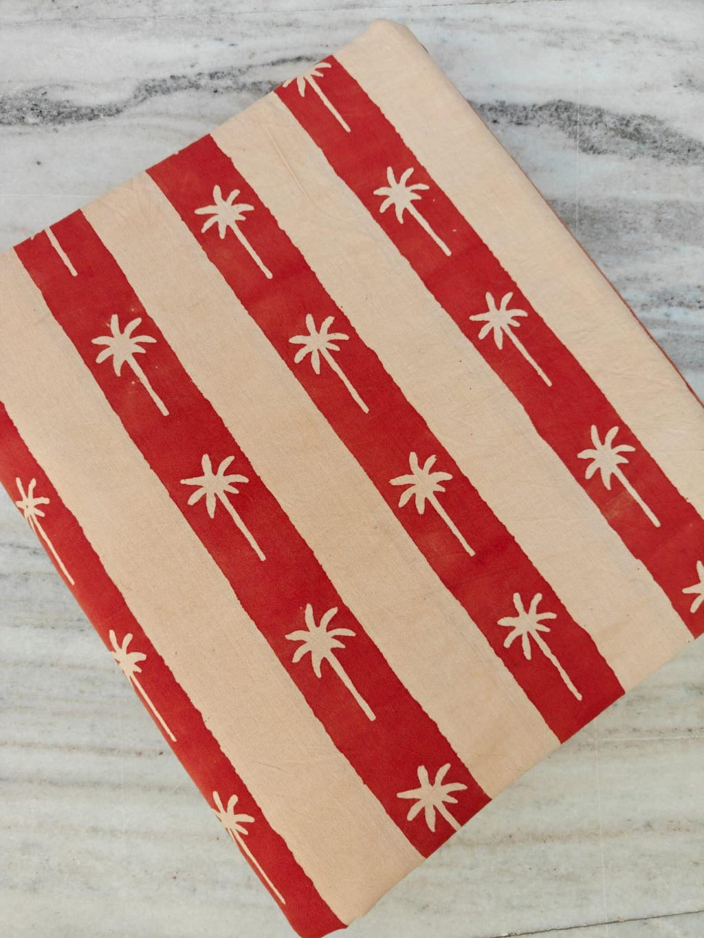 Red Floral Cotton Fabric, Red Green Hand Block Print Fabric By The Yard, Indian Soft Cotton for Quilting, Dressmaking, Loose Running Fabric