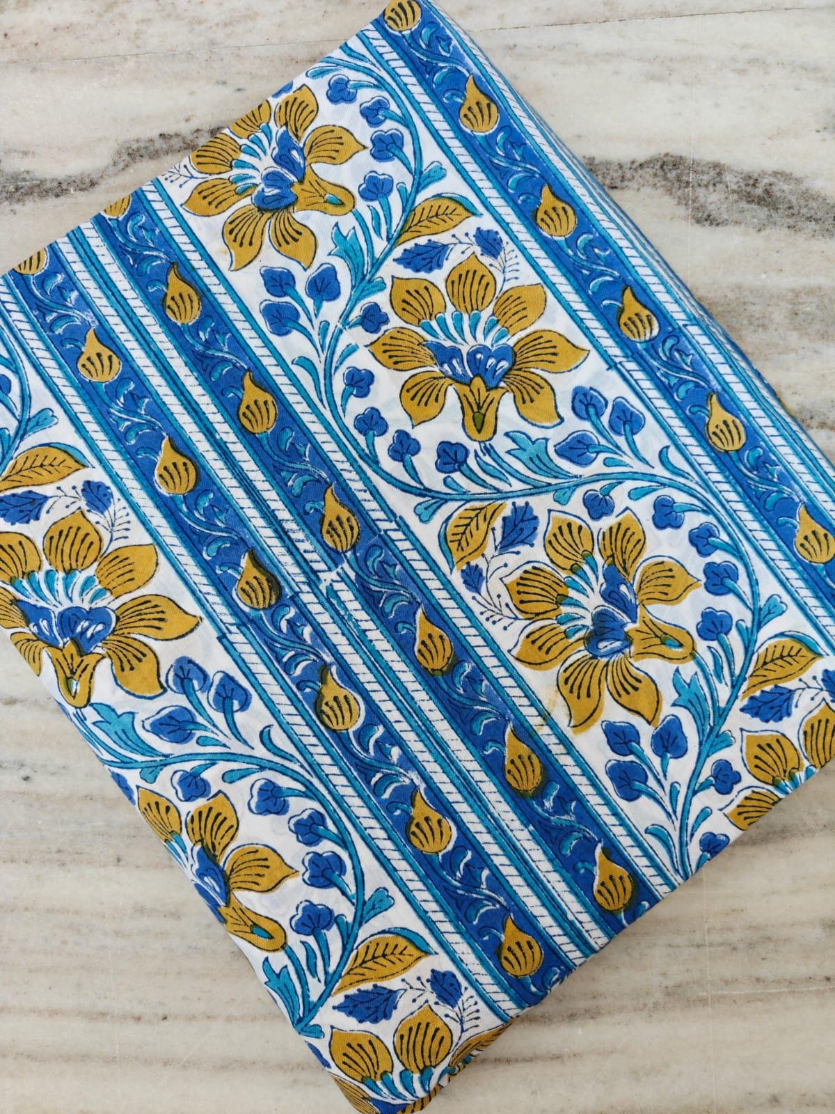Indian Hand Block Print Fabric, Floral 100% Cotton Quilting Fabric By The Yard, Fabric For Dress Making, Loose Running Fabric, Napkin Fabric