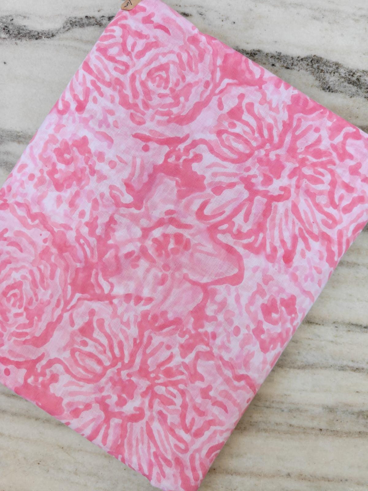 Pink Floral Cotton Fabric, Tonal Rose Print Fabric, Light Pink Cotton Fabric, Quilting Sewing Craft Fabric Soft Feminine Dressmaking Textile