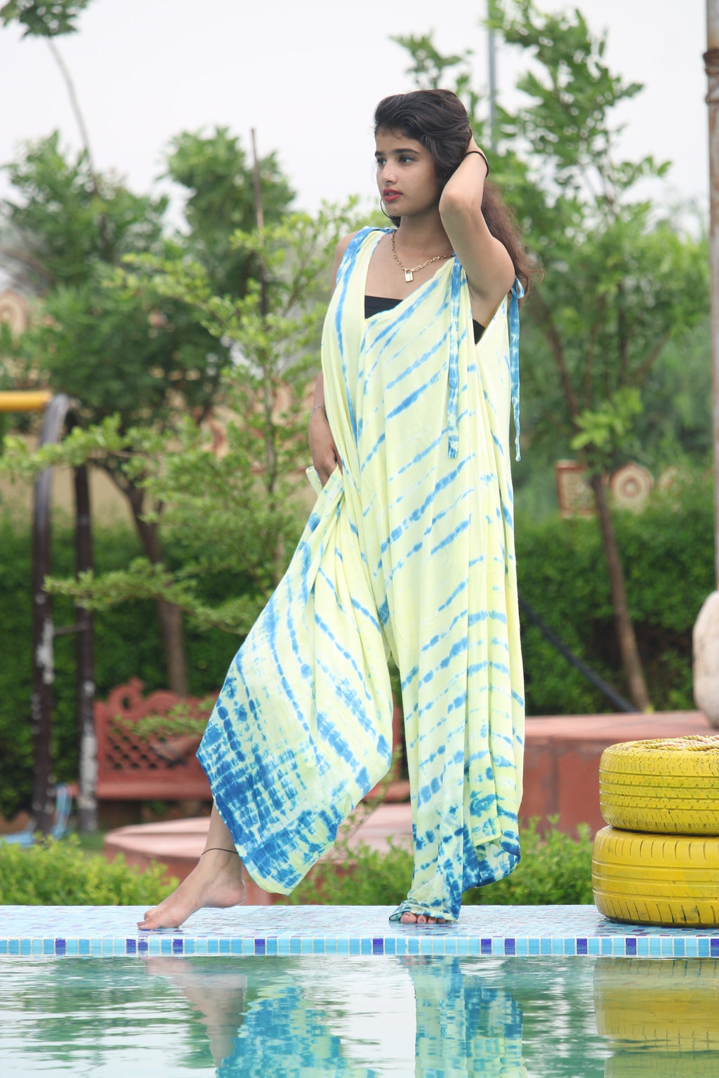 Rayon Tie Dye Jumpsuit: Boho Wide Leg Summer Kaftan
