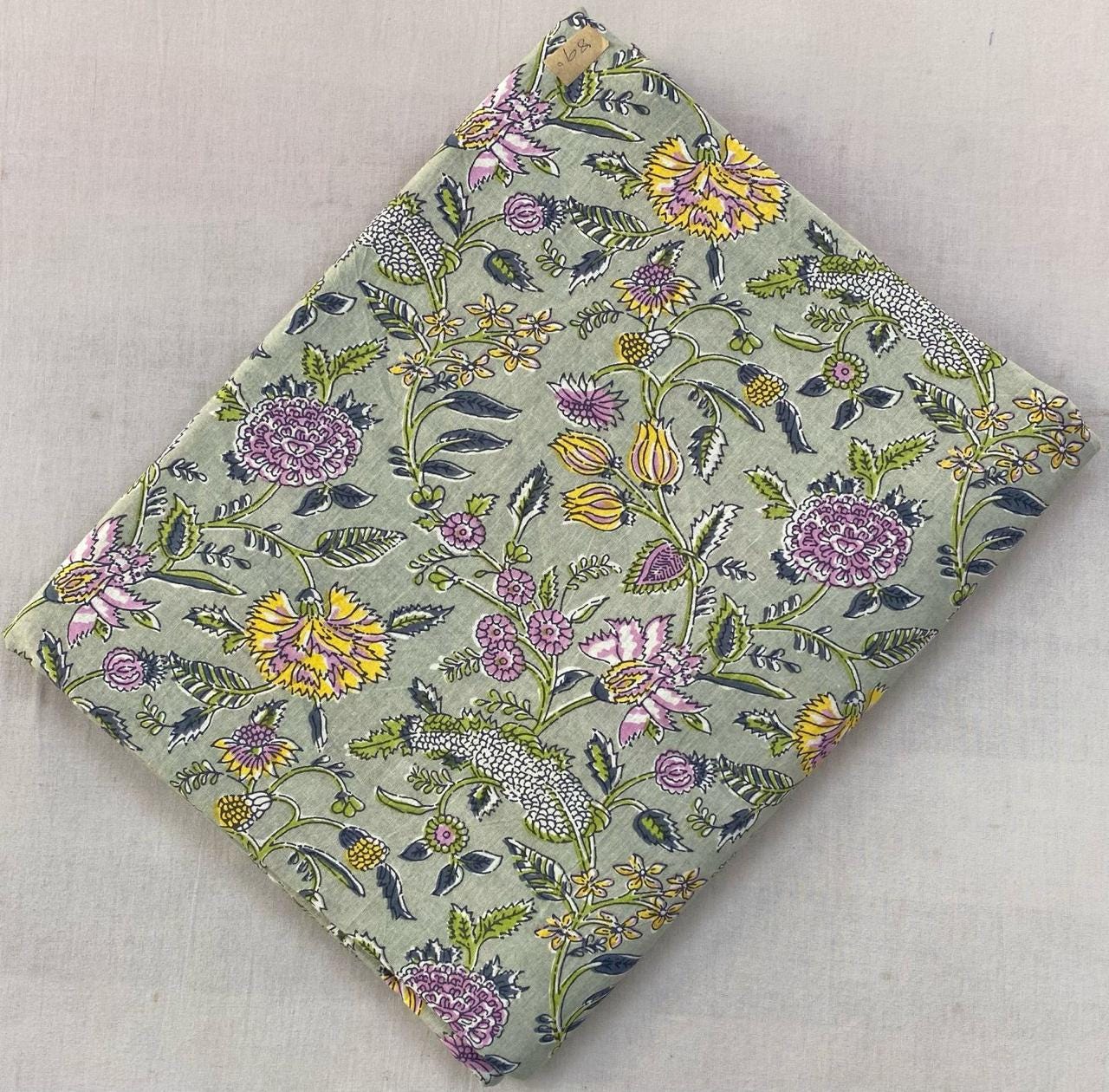 Floral Cotton Fabric, Sage Green Botanical Print, Vintage Style Flower Fabric, Soft Quilting Cotton, Cottagecore Fabric by the Yard, Napkins