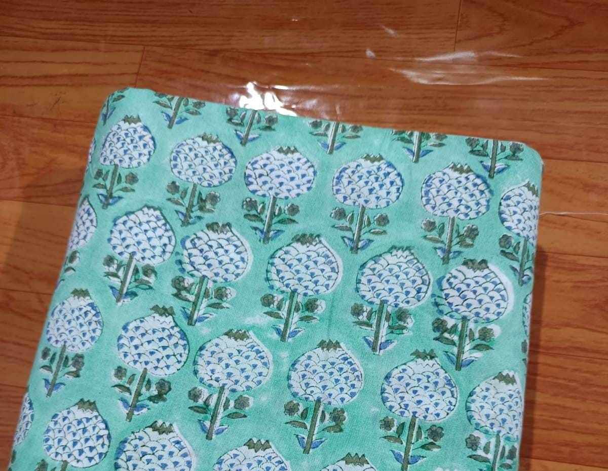 Indian Hand Block Print Fabric, Floral 100% Cotton Quilting Fabric By The Yard, Fabric For Dress Making, Loose Running Fabric, Napkin Fabric