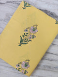 Yellow Floral Cotton Fabric, Hand Block Print Cotton, Indian Buta Print Fabric, Soft Cotton Yardage, Dressmaking Quilting Fabric, Napkins