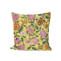 Yellow Floral Cotton Cushion Cover | Hand Block Print Pillow Cover | Pink Flower Throw Pillow | Boho Decorative Cushion | Indian Home Decor