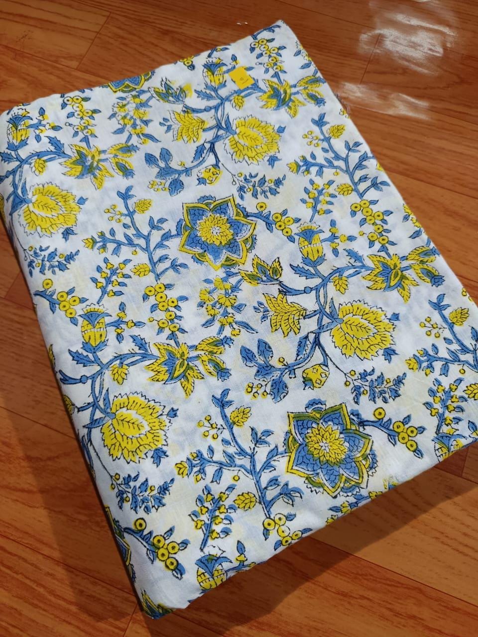 Multi Color Soft Cotton Fabric, Indian Hand Block Print Fabric, 100% Cotton Fabric By The Yard, Fabric for Loose Running, Textile Fabric