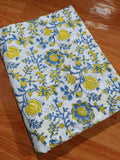 Multi Color Soft Cotton Fabric, Indian Hand Block Print Fabric, 100% Cotton Fabric By The Yard, Fabric for Loose Running, Textile Fabric