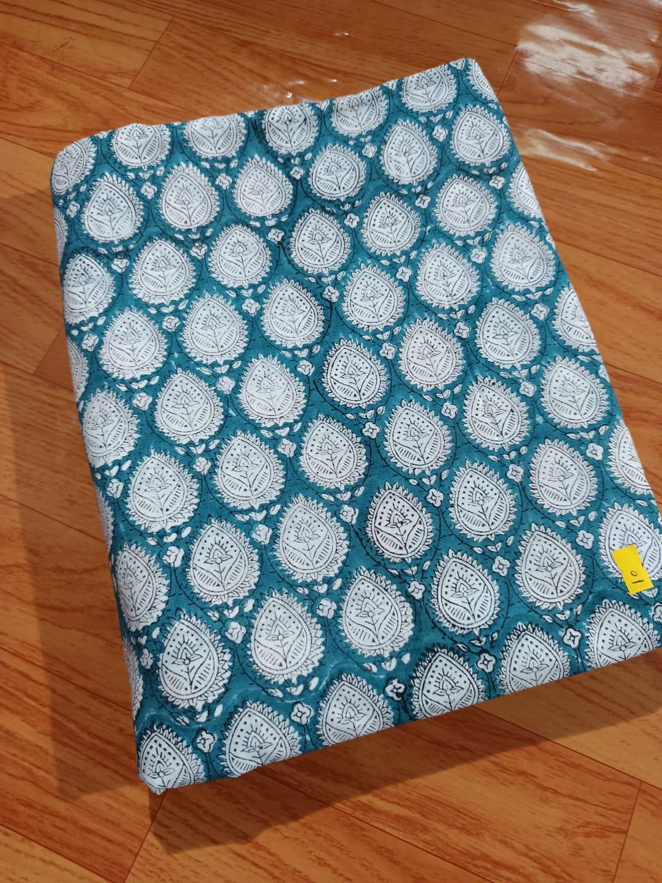 Hand Block Print Cotton Fabric: Indian Floral Quilting, Dressmaking By The Yard