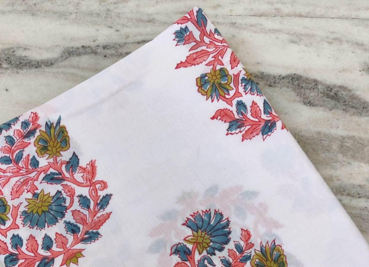Indian Hand Block Print Fabric, Floral 100% Cotton Quilting Fabric By The Yard, Handmade Fabric, Loose Running Fabric, Textile Fabric, Gifts