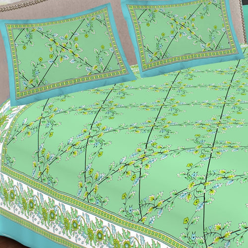 3 Piece Cotton Bedsheet Set | Queen Size Bedsheet With 2 Pillow Covers | Organic Cotton Bedsheet | Ethnic Cotton Sheets | Handmade Bedsheet