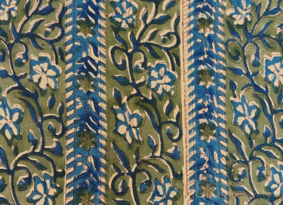 Hand Block Print Cotton Fabric, Floral 100% Cotton Quilting Fabric By The Yard, Fabric For Dress Making, Loose Running Fabric, Napkin Fabric