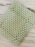 Lime Green Floral Block Print Cotton Fabric, Small Blue & Pink Buti, Indian Hand Block Print Fabric, 100% Cotton Quilting Fabric By The Yard