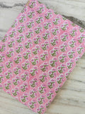 Pink Floral Hand Block Print Cotton Fabric – Indian Buti Print Fabric by the Yard – Soft Lightweight Cotton for Dressmaking & Quilting
