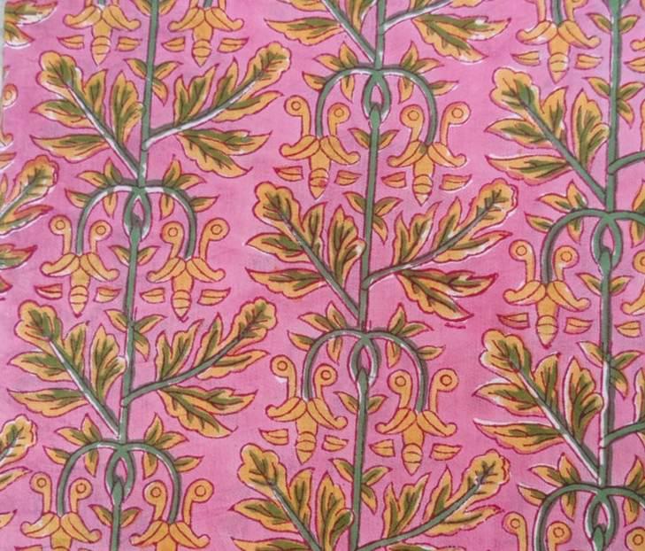 Soft Cotton, Indian Hand Block Print Fabric, Floral 100% Cotton Fabric By The Yard, Fabric for Loose Running, Dress Making, Textile Fabric