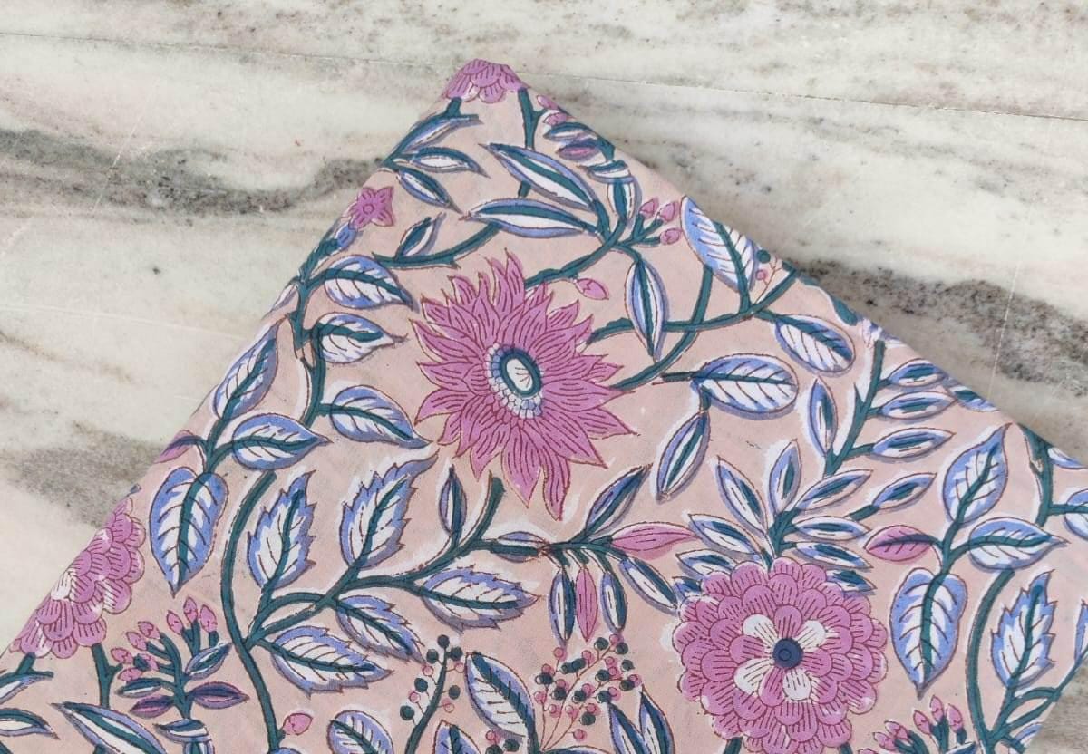 Indian Hand Block Print Fabric, Floral 100% Cotton Quilting Fabric By The Yard, Fabric For Dress Making, Fabric Bags, Napkins Fabric, Gifts