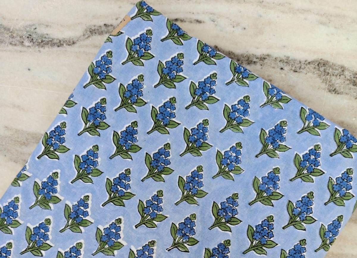 Indian Hand Block Print Fabric, Floral 100% Cotton Quilting Fabric By The Yard, Fabric For Dress Making, Loose Running Fabric, Napkin Fabric