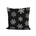 Black Snowflake Cushion Cover Hand Block Print Cotton Pillow Cover Christmas Winter Decor Modern Holiday Throw Pillow Festive Sofa Cushion