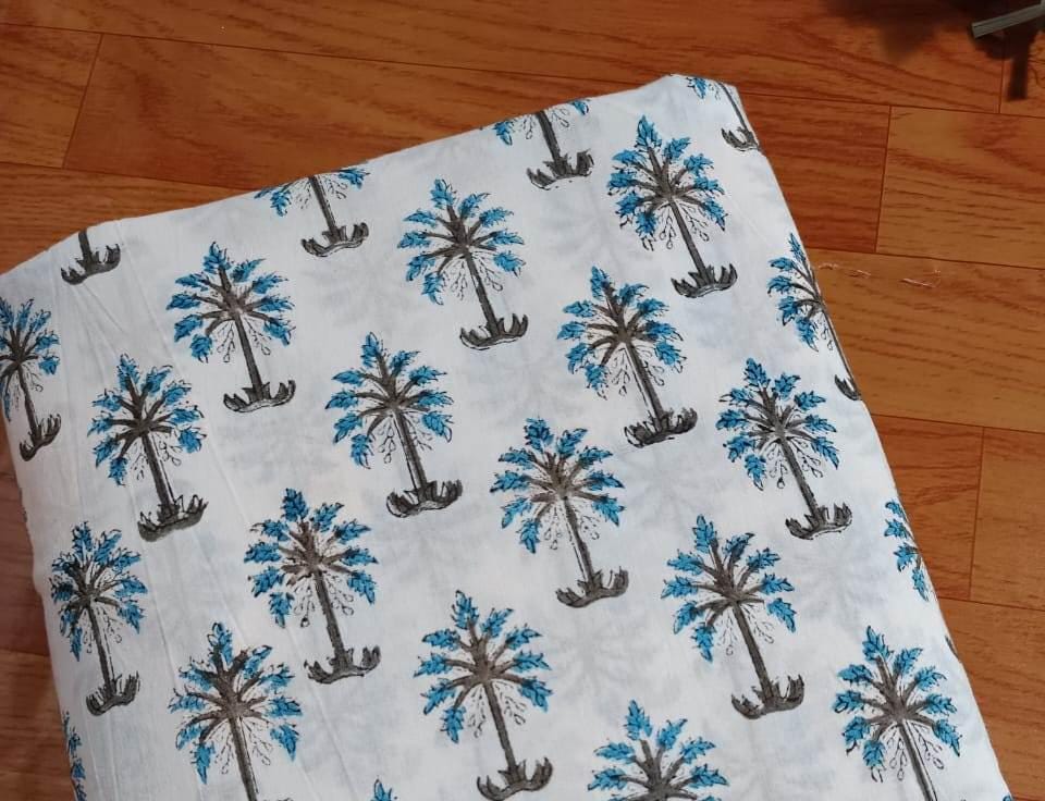 Soft Cotton, Indian Hand Block Print Fabric, Floral 100% Cotton Fabric By The Yard, Fabric for Loose Running, Dressmaking Fabric