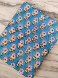 Blue Floral Cotton Fabric by the Yard | Pink Flower Hand Block Print Fabric | Sewing, Quilting, Dressmaking | Craft Cotton | Handmade Fabric