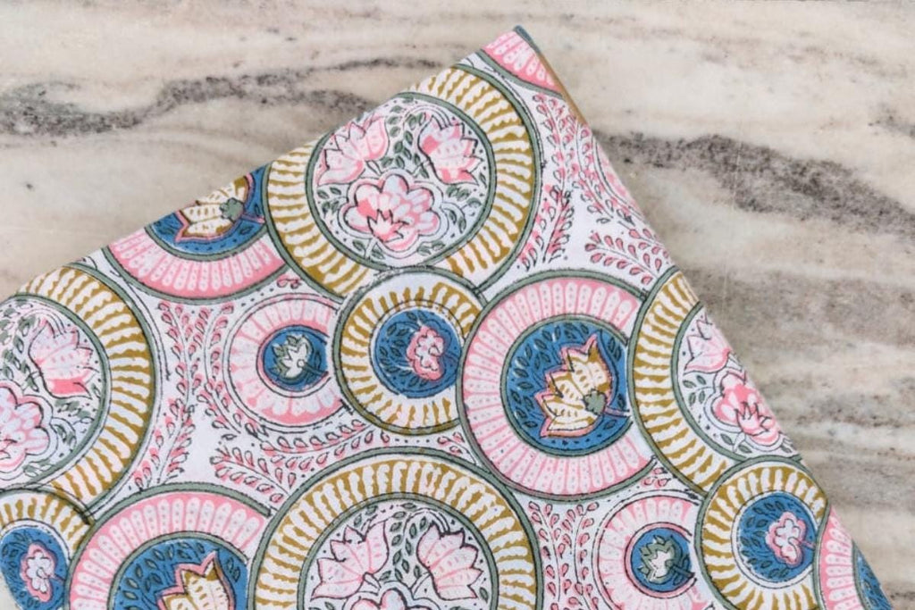 Beautiful Multi Color Indian Hand Block Print Fabric, Floral 100% Cotton Quilting Fabric By The Yard, Chakra Design Fabric Dress Making