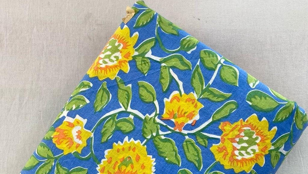 Indian Hand Block Print Fabric, Floral 100% Cotton Quilting Fabric By The Yard, Fabric For Dress Making, Loose Running Fabric, Napkin Fabric