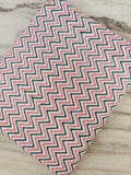 Coral and Green Chevron Cotton Fabric, Zig Zag Geometric Print, Modern Chevron Fabric by the Yard Quilting Cotton Trendy Sewing Craft Fabric