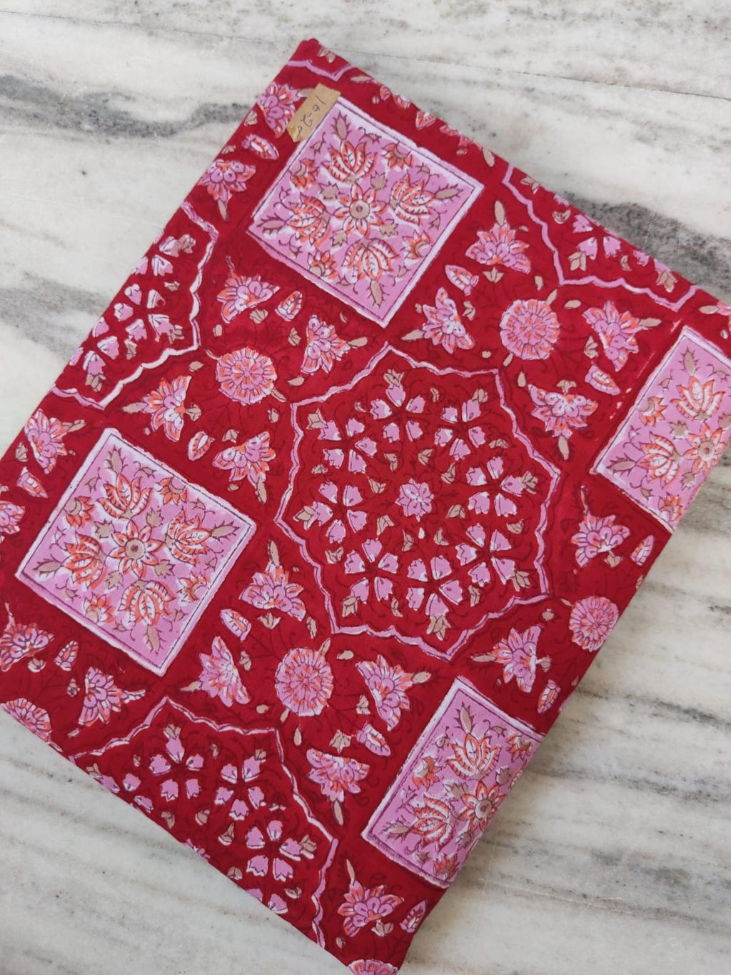 Red Designer Hand Block Print Fabric, Floral Cotton Quilting Fabric By The Yard, Dressmaking Fabric, Loose Running Fabric, Textile Fabric