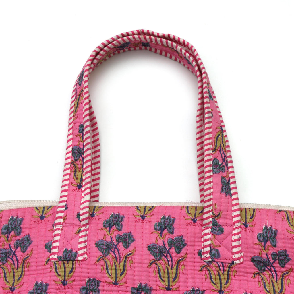 Handmade Quilted Laptop Bag | Floral Fabric Office Tote | Cotton Carry Bag with Handles | Zipper Work Bag | Gift for Women | Gift For Her