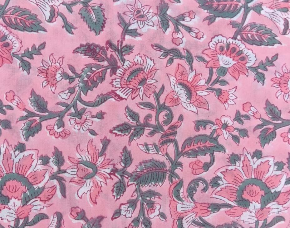 Hand Block Print Indian Soft Cotton Fabric, Floral Quilting Fabric, Loose Running Fabric, Fabric By The Yard, Fabric For Dressmaking, Gifts