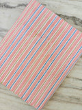 Pink Striped Cotton Fabric, Pastel Stripe Fabric by the Yard, Blue Green Lines, Quilting Fabric, Sewing Material, Lightweight Cotton Textile