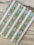 Green Pink Floral Stripe Cotton Fabric | Indian Hand Block Print Fabric | Soft Cotton by Yard | Summer Dress Fabric | Quilting Craft Fabric