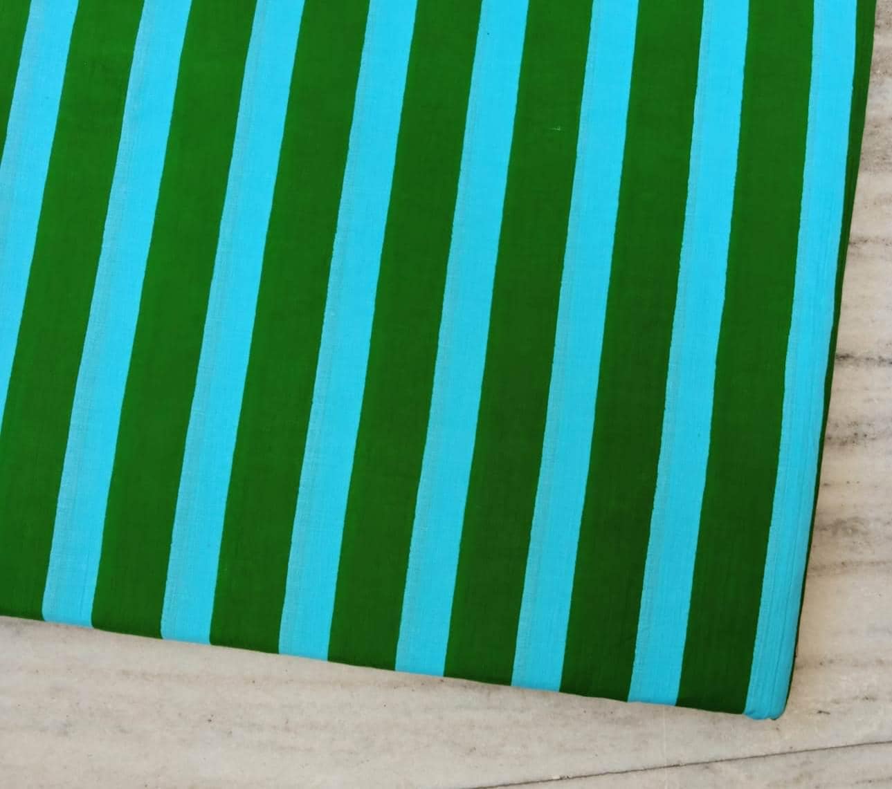 Green and Blue Striped Cotton Fabric, Vertical Stripe Fabric by the Yard, Modern Stripe Fabric for Quilting Sewing, Bold Geometric Fabric