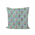 Hand Block Printed Cotton Cushion Cover, Green Floral Pillow Cover, Boho Decorative Throw Pillow, Handmade Cotton, Living Room Home Decor