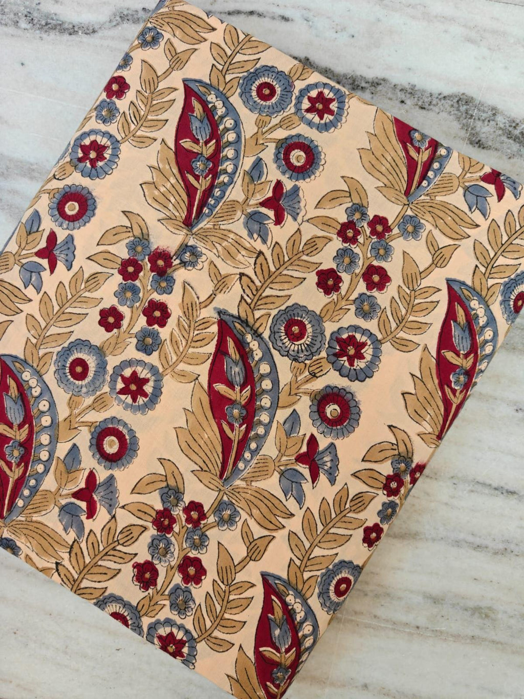 Red Blue Botanical Print Cotton Fabric, Soft Quilting Fabric by the Yard, Modern Craft Sewing Material, Quilting & Apparel Fabric, Napkins