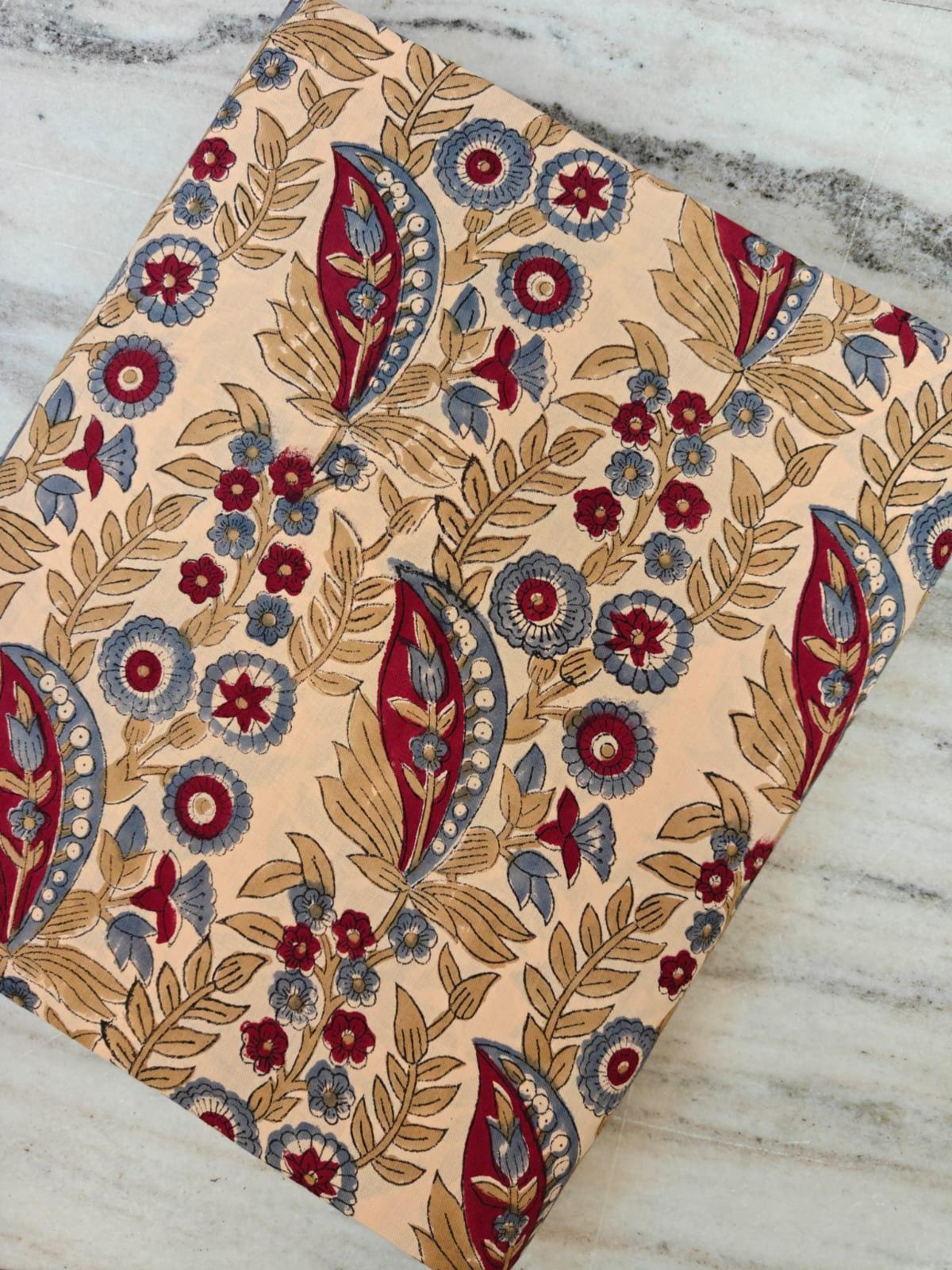 Red Blue Botanical Print Cotton Fabric, Soft Quilting Fabric by the Yard, Modern Craft Sewing Material, Quilting & Apparel Fabric, Napkins