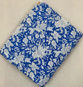 Indian Hand Block Print Fabric, Blue Floral 100% Cotton Quilting Fabric By The Yard, Fabric For Dress Making, Loose Running Fabric