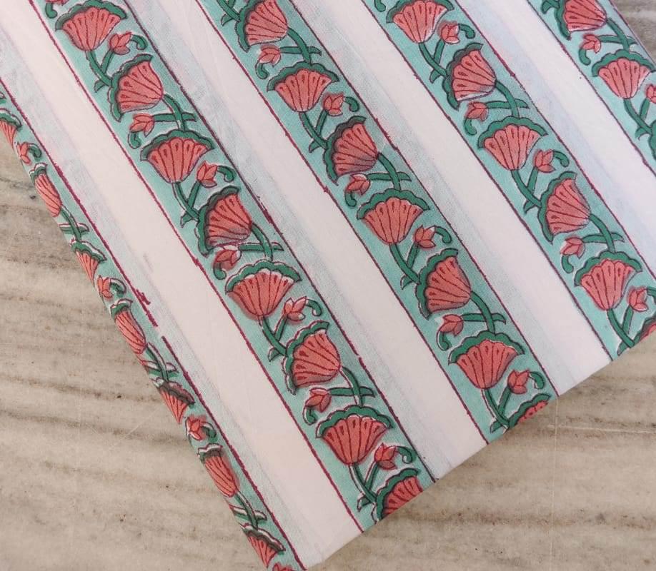 Indian Hand Block Print Fabric, Floral 100% Cotton Quilting Fabric By The Yard, Fabric For Dress Making, Loose Running Fabric, Napkin Fabric